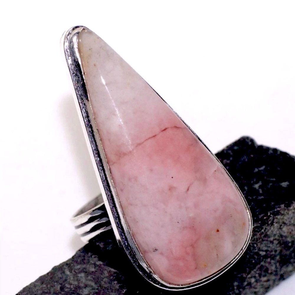 Peruvian Pink Opal Gemstone Ring - image 1